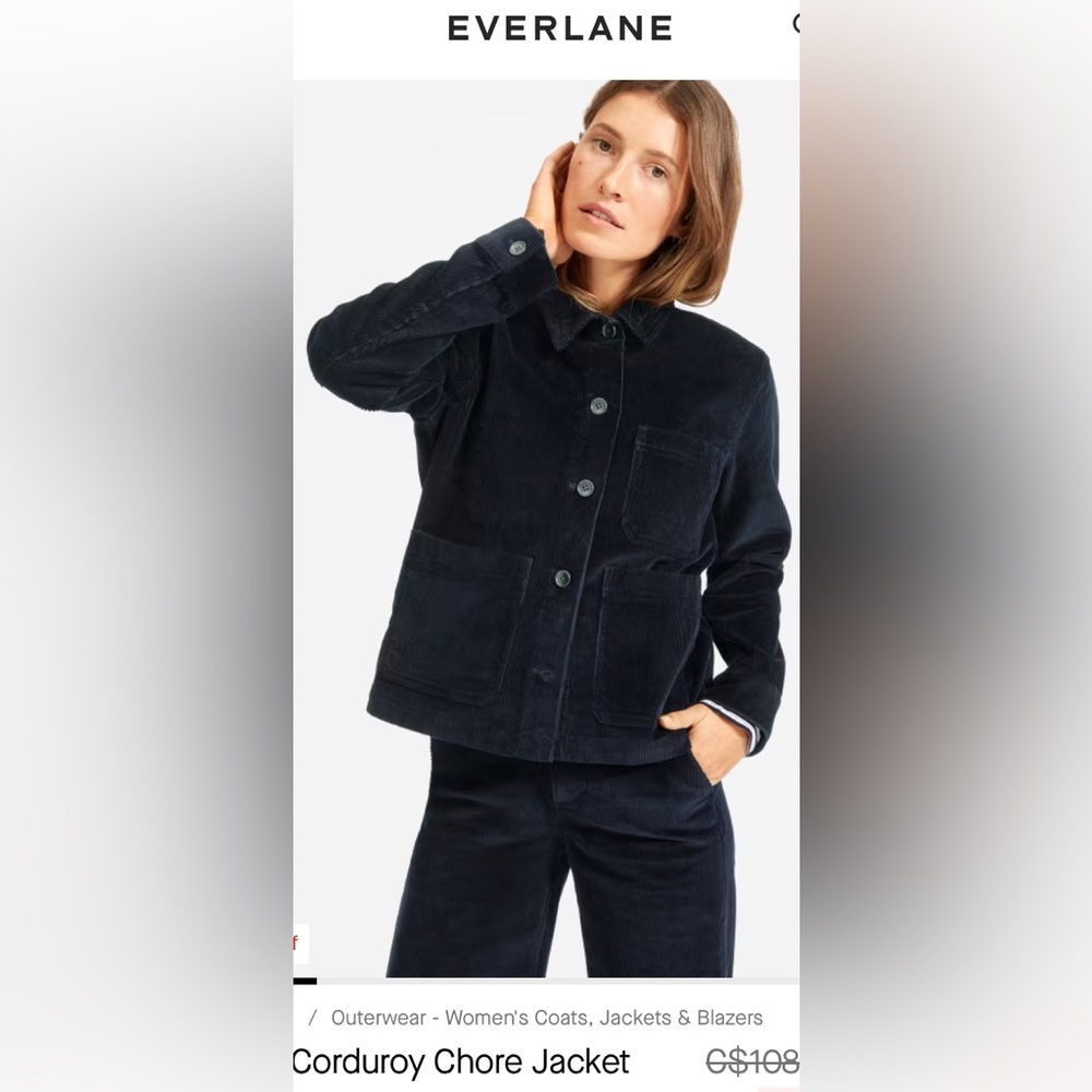 Everlane Navy Corduroy Chore Jacket